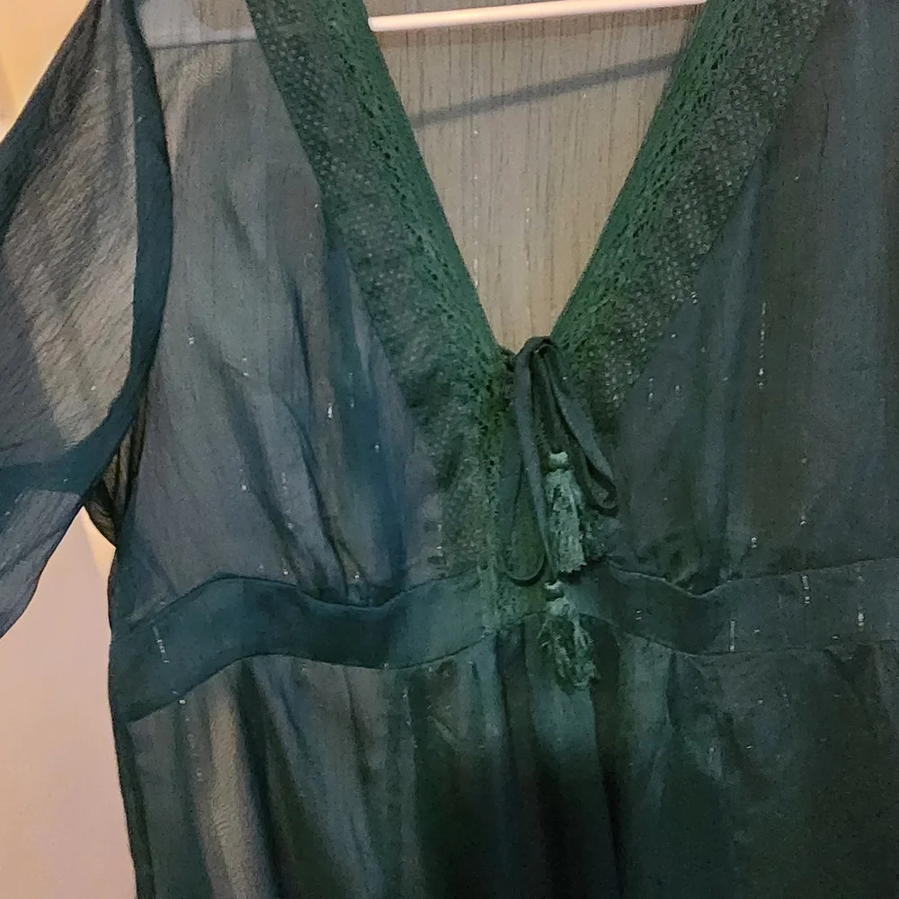 Torrid Green blouse with silver sparkles - Picture 2 of 7
